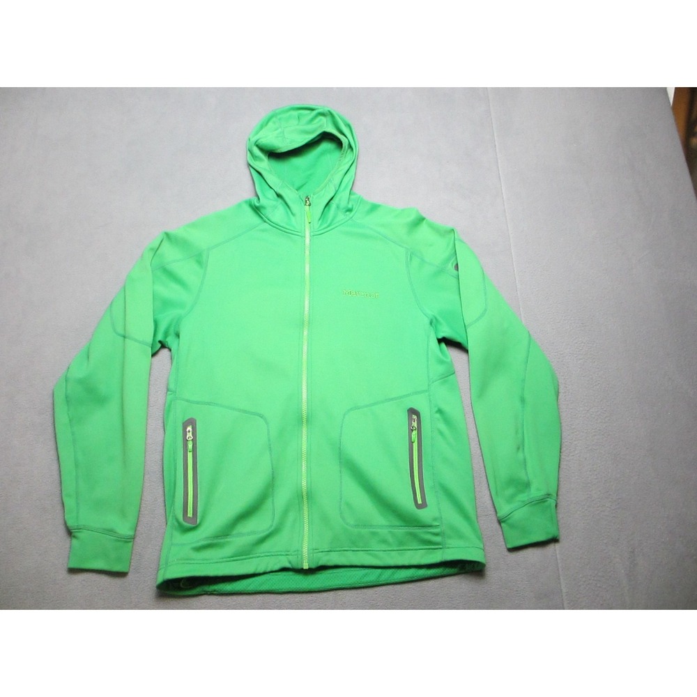 Marmot Jacket Mens Large Green Excellent Fleece Lined Hooded Full Zip 83160